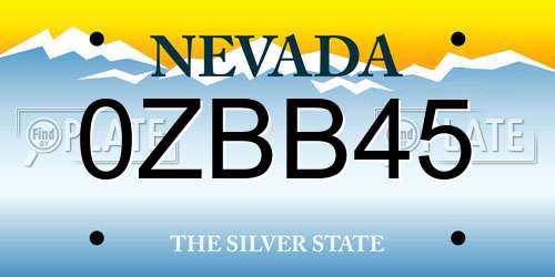 0ZBB45 Nevada License Plate