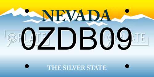 0ZDB09 Nevada License Plate