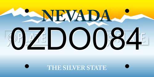 0ZDO084 Nevada License Plate