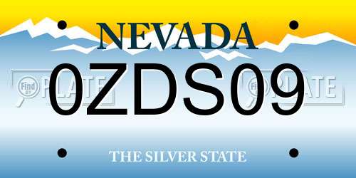 0ZDS09 Nevada License Plate
