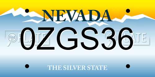 0ZGS36 Nevada License Plate