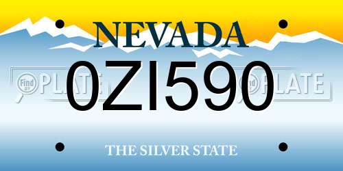 0ZI590 Nevada License Plate