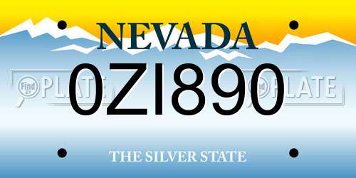 0ZI890 Nevada License Plate