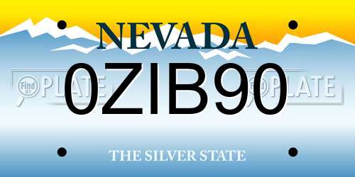0ZIB90 Nevada License Plate