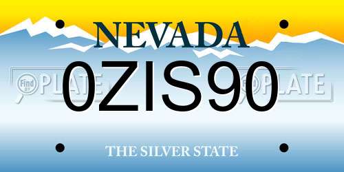 0ZIS90 Nevada License Plate