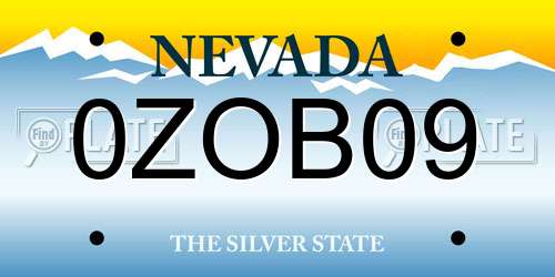 0ZOB09 Nevada License Plate