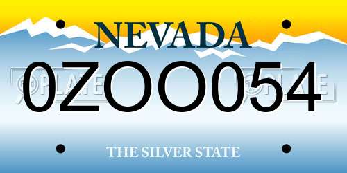 0ZOO054 Nevada License Plate