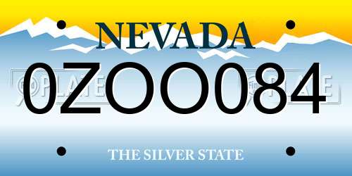 0ZOO084 Nevada License Plate