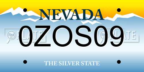 0ZOS09 Nevada License Plate