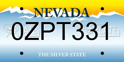 0ZPT331 Nevada License Plate