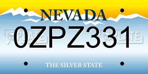 0ZPZ331 Nevada License Plate
