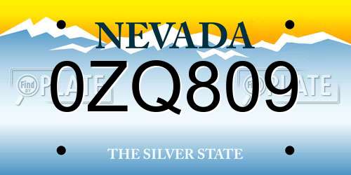 0ZQ809 Nevada License Plate