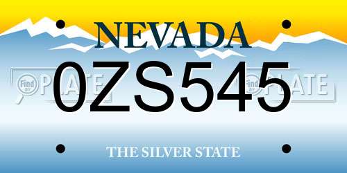 0ZS545 Nevada License Plate