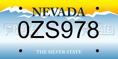 0ZS978 Nevada License Plate