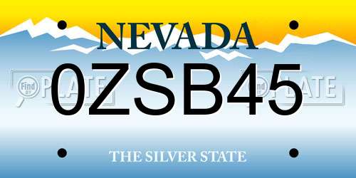 0ZSB45 Nevada License Plate