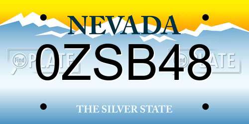 0ZSB48 Nevada License Plate