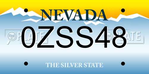 0ZSS48 Nevada License Plate