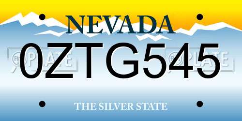 0ZTG545 Nevada License Plate