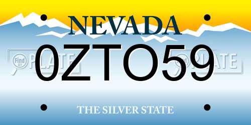0ZTO59 Nevada License Plate