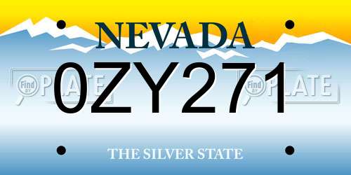 0ZY271 Nevada License Plate