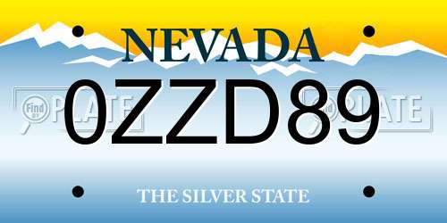 0ZZD89 Nevada License Plate