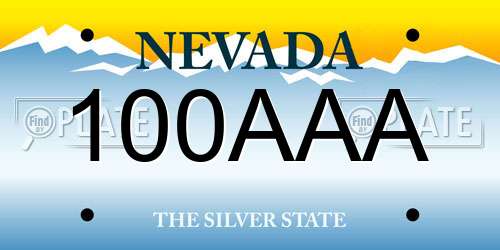 100AAA Nevada License Plate