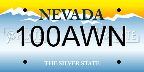 100AWN Nevada License Plate