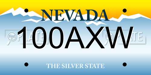 100AXW Nevada License Plate
