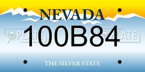 100B84 Nevada License Plate