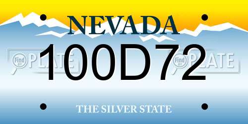 100D72 Nevada License Plate