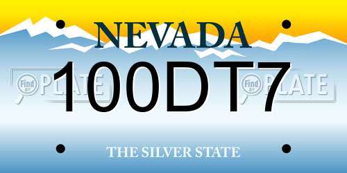 100DT7 Nevada License Plate