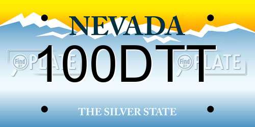 100DTT Nevada License Plate