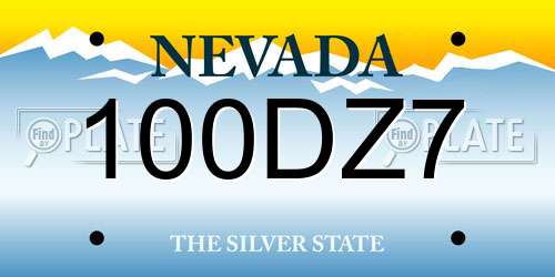 100DZ7 Nevada License Plate