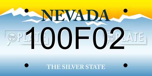 100F02 Nevada License Plate