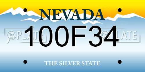 100F34 Nevada License Plate