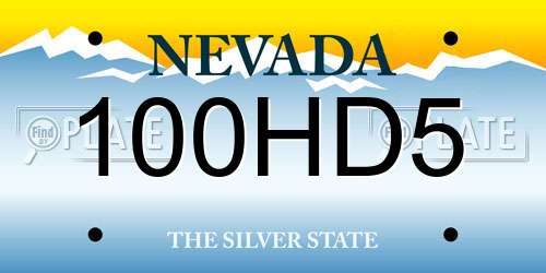 100HD5 Nevada License Plate