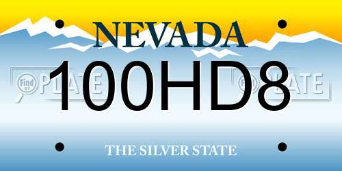 100HD8 Nevada License Plate