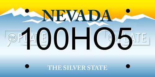 100HO5 Nevada License Plate