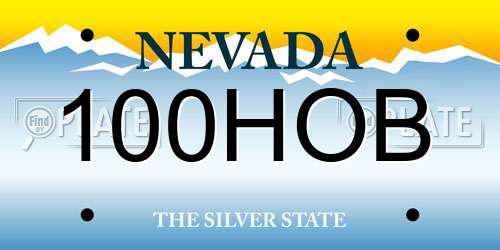 100HOB Nevada License Plate