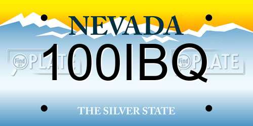 100IBQ Nevada License Plate