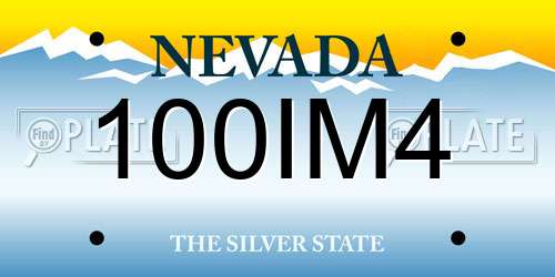 100IM4 Nevada License Plate