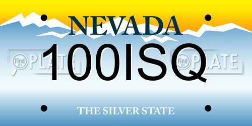 100ISQ Nevada License Plate