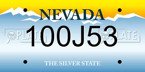 100J53 Nevada License Plate