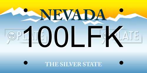 100LFK Nevada License Plate
