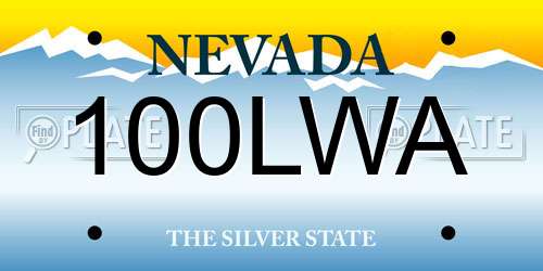 100LWA Nevada License Plate