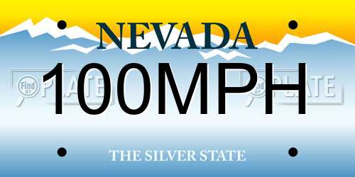 100MPH Nevada License Plate
