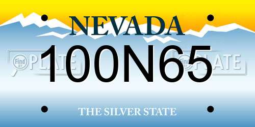 100N65 Nevada License Plate
