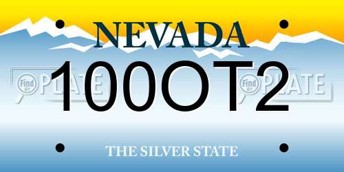 100OT2 Nevada License Plate