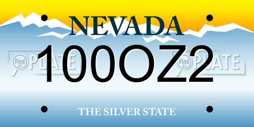 100OZ2 Nevada License Plate