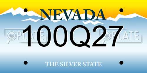 100Q27 Nevada License Plate